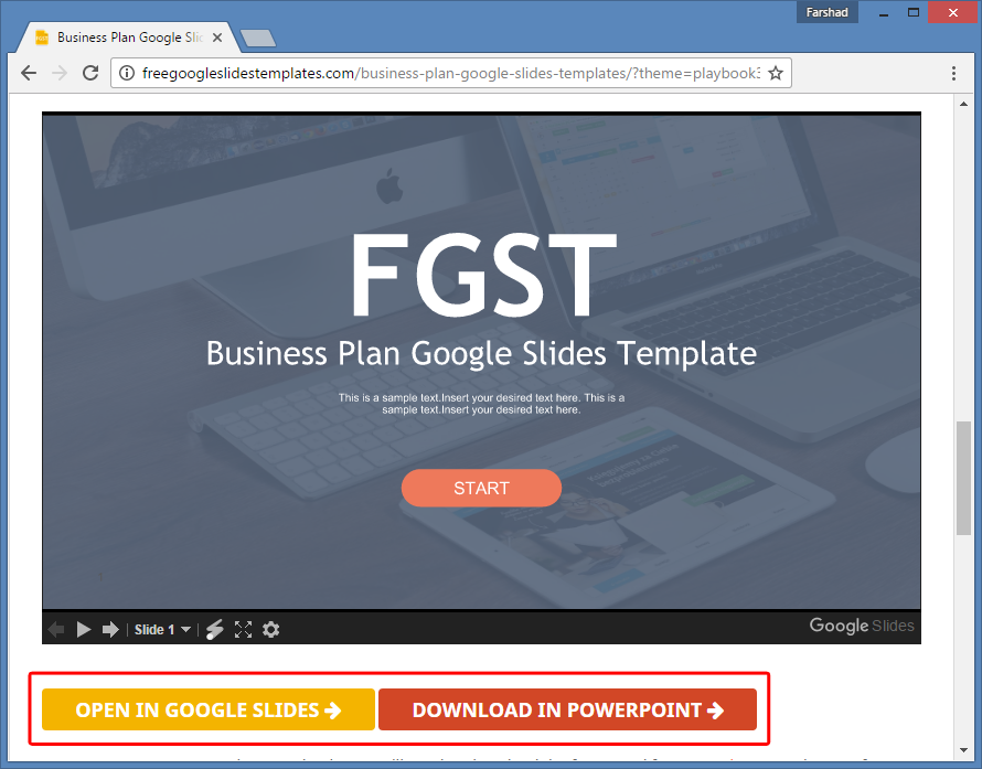 Free Business Plan Template for Google Slides