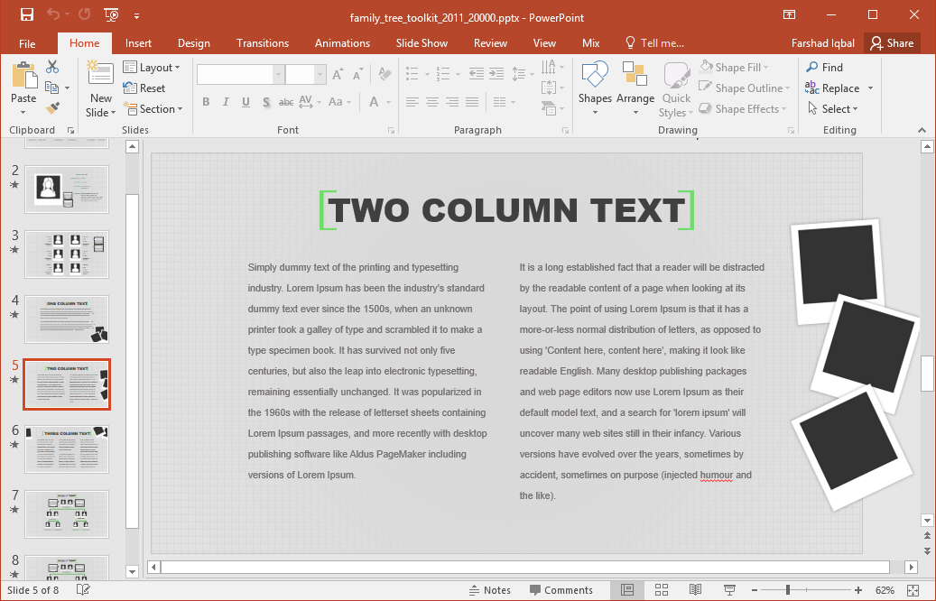 Two Column Slide for Family Tree Presentations