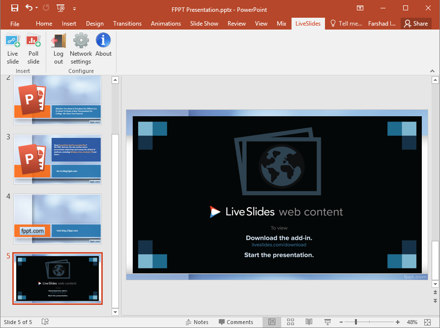 How to Embed a Prezi presentation in PowerPoint using LiveSlides