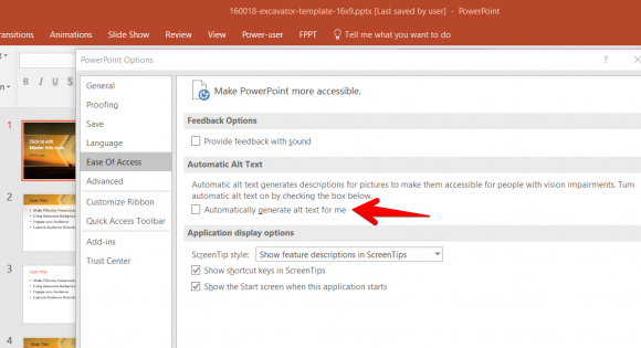 Security Tip: Uncheck Automatically Generate Alt Text for me in ...