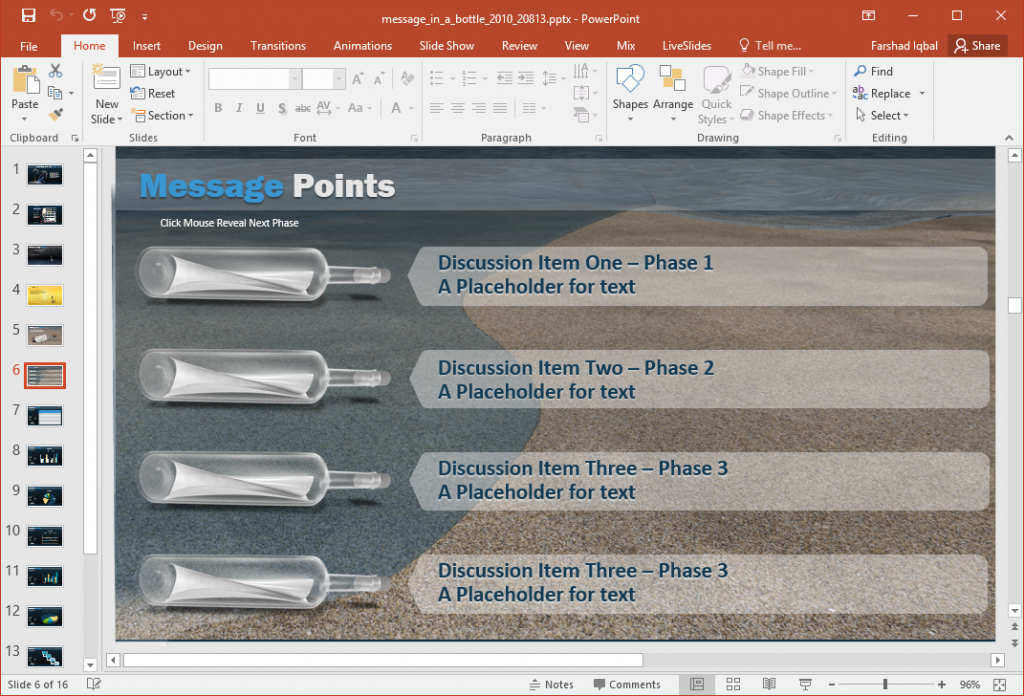 Message Flow Powerpoint Animation Animated Message in a Bottle PowerPoint Template