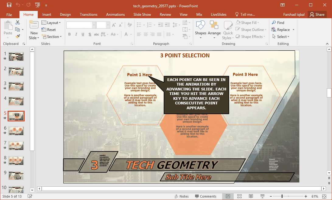 tooltips for editing slides