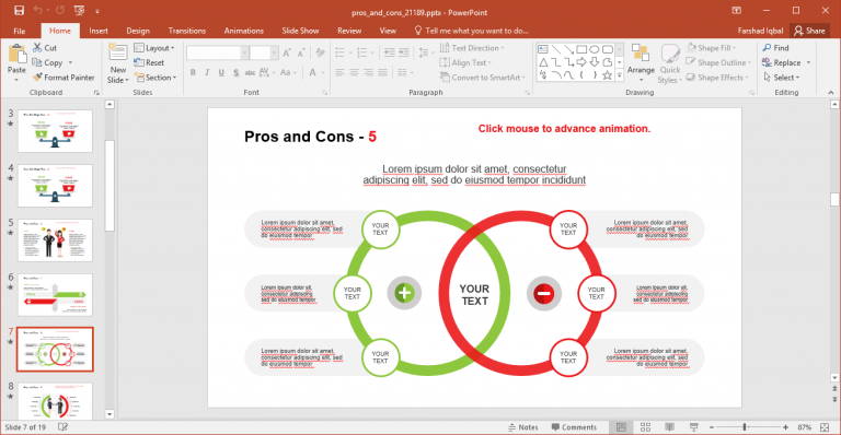 Animated Pros & Cons PowerPoint Template for Presentations