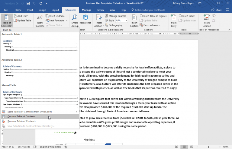 How to Customize Heading Levels for Table of Contents in Word