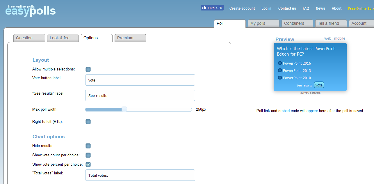 Easy Poll Settings