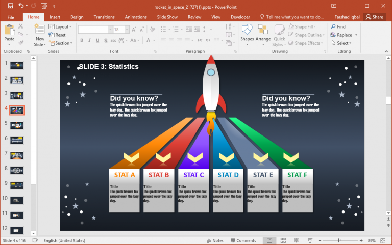 Animated Rocket and Space PowerPoint Template