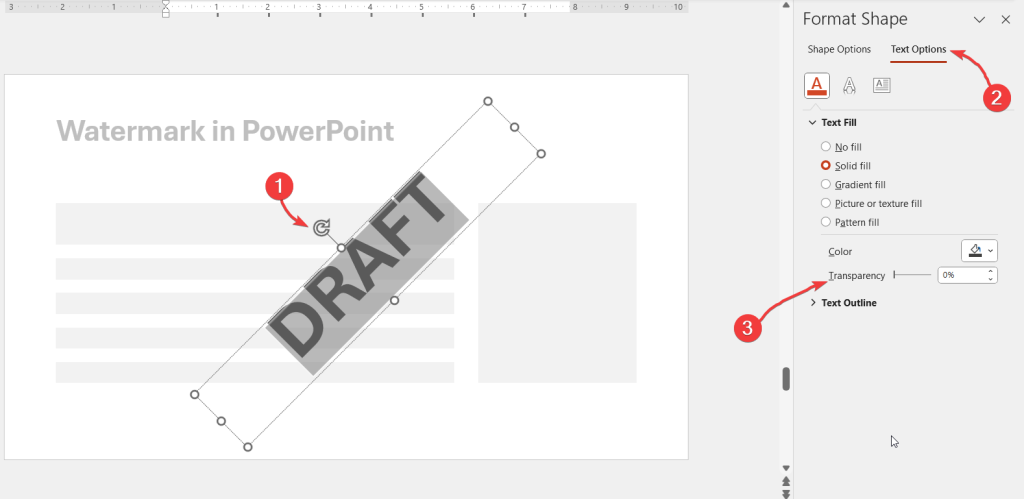 How to insert a text watermark in PowerPoint