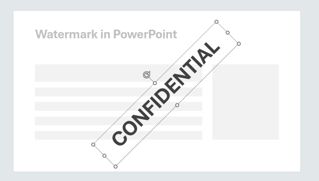 Example of confidential watermark added to a slide in PowerPoint presentations