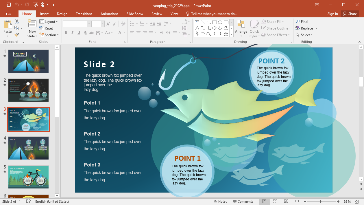 Fish Slide for Camping Presentation