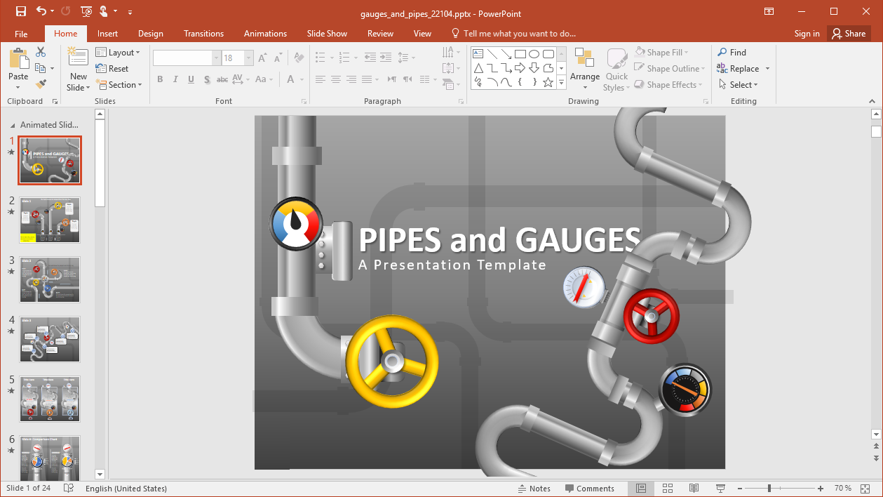 Animated Pipes PowerPoint Template