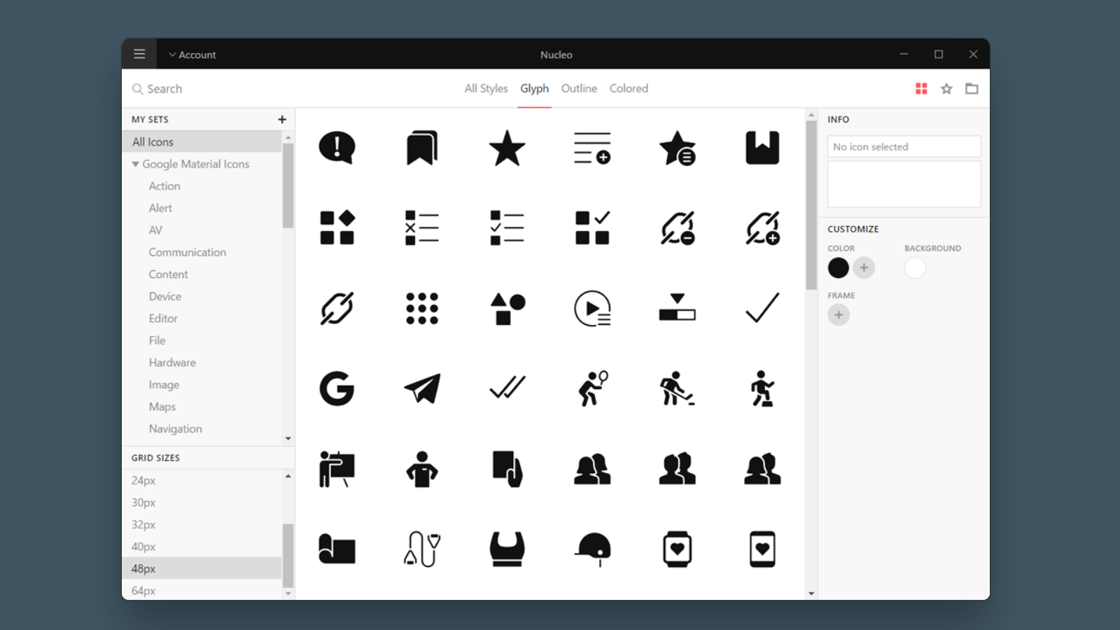 Using NucleoApp as an alternative to PowerPoint icons