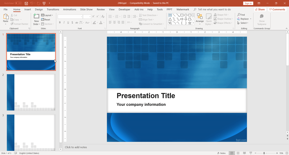 Blue background design for PowerPoint presentations