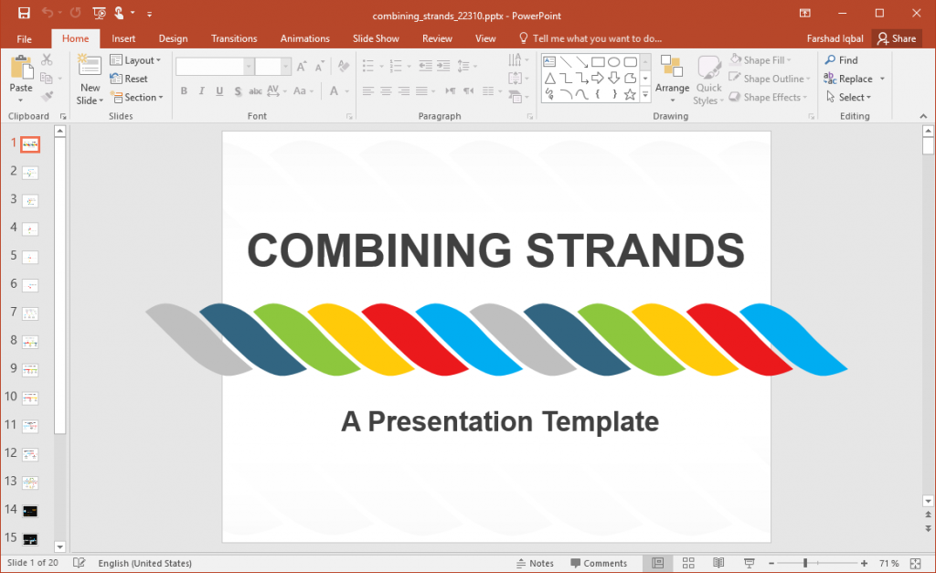 Powerpoint Graphs Rope Strands Animated Combining Strands PowerPoint Template