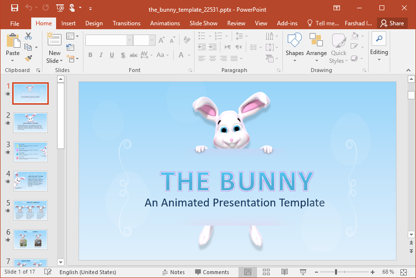 Animated Easter Bunny PowerPoint Template