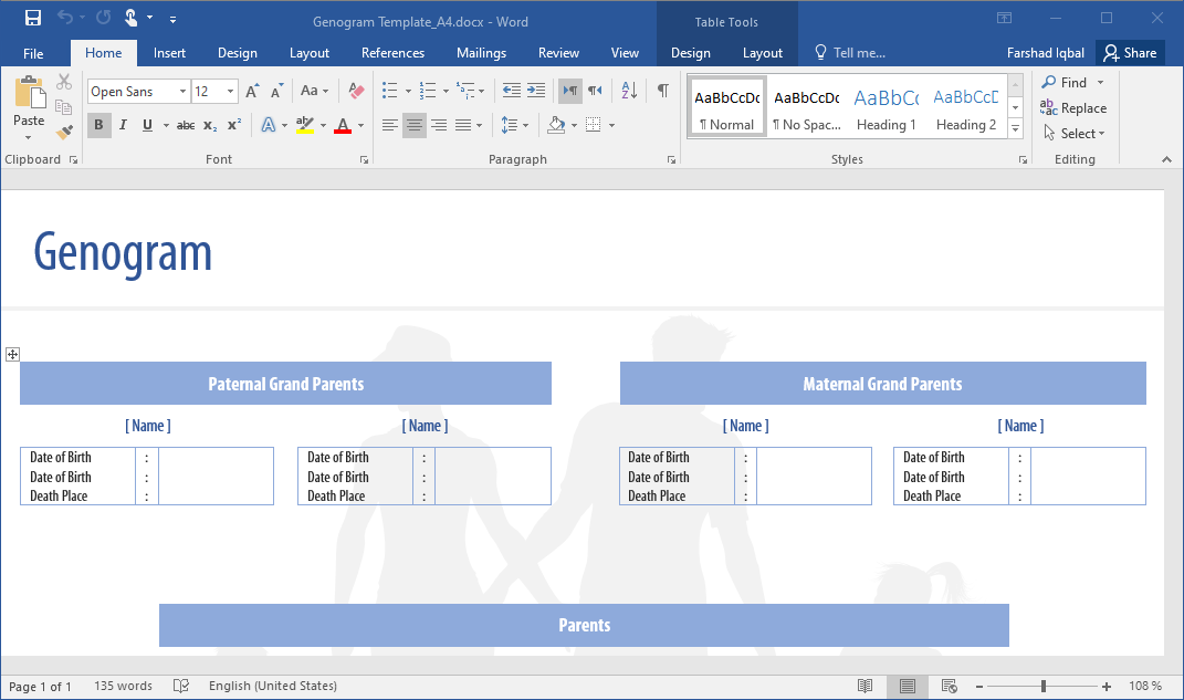 Genogram Template for Word