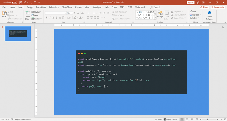 Embed Code in PowerPoint Slide with Carbon.now