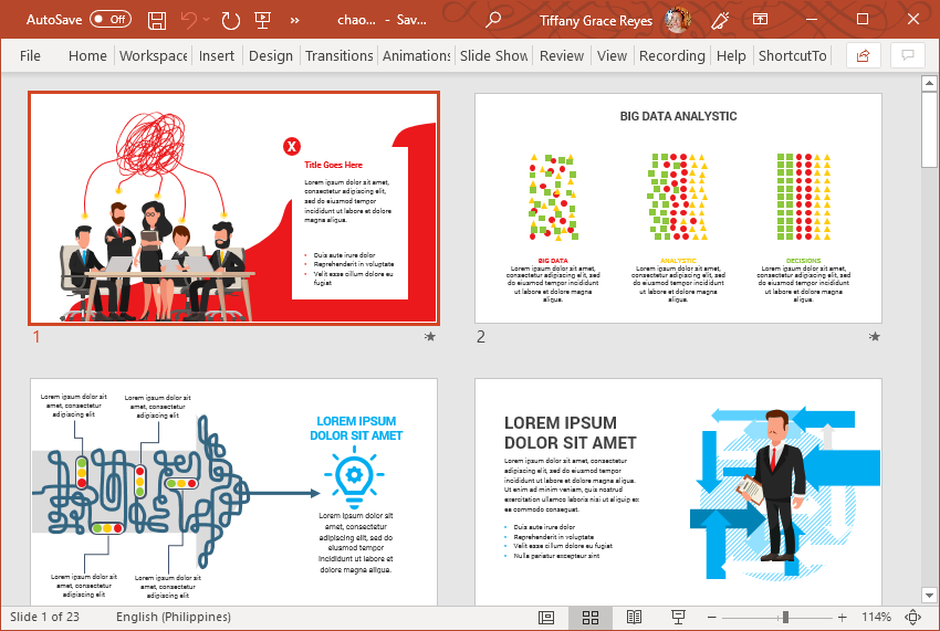 Use Different Slide Layouts to Present Chaos and Order Strategies