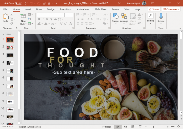 Animated Food Powerpoint Template 5623