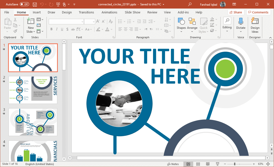 animated connected network circles powerpoint template