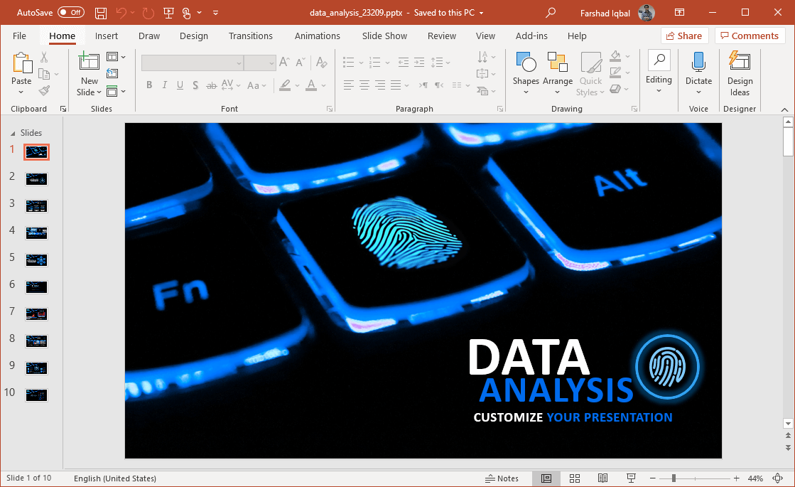 Animated data analysis PowerPoint template