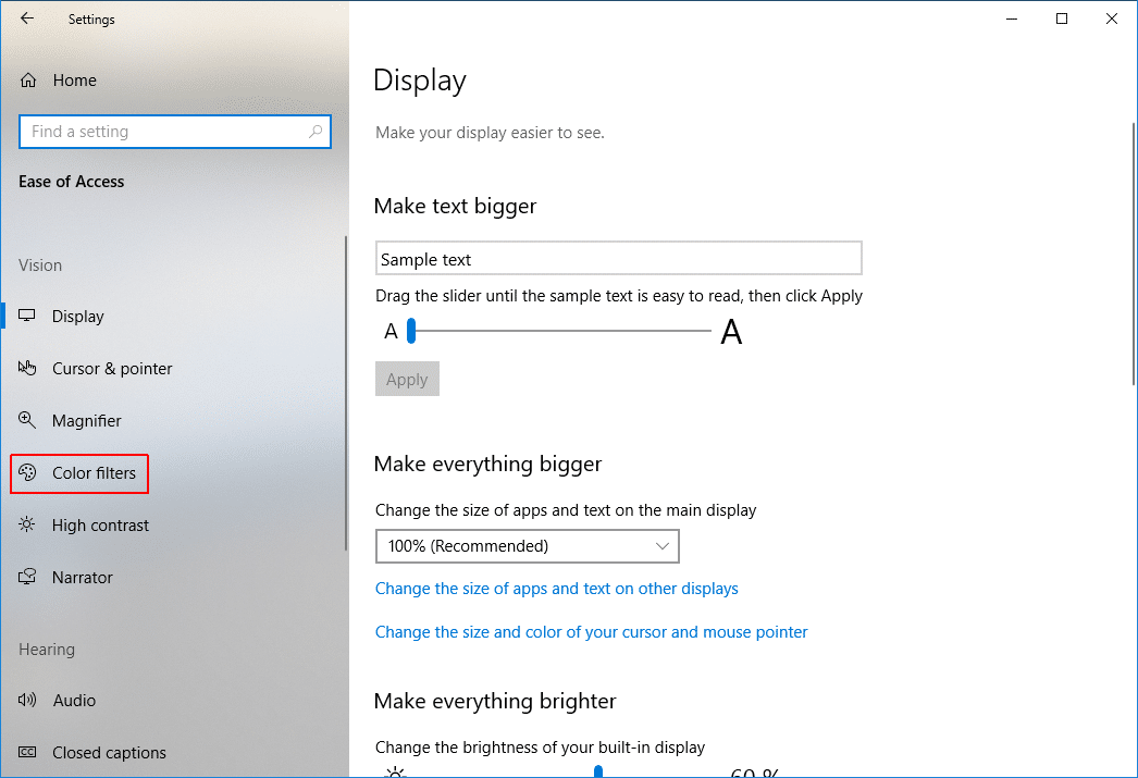 Enable color filters in Windows