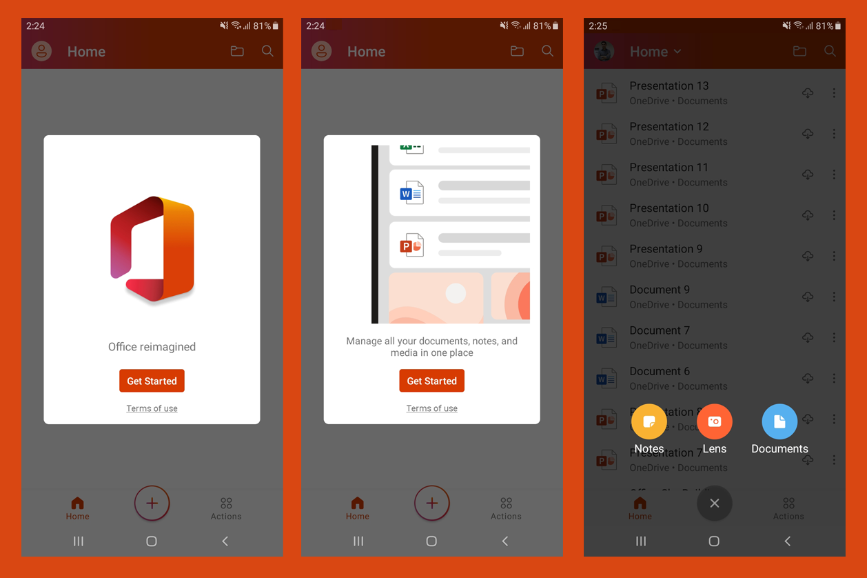 microsoft office app interface