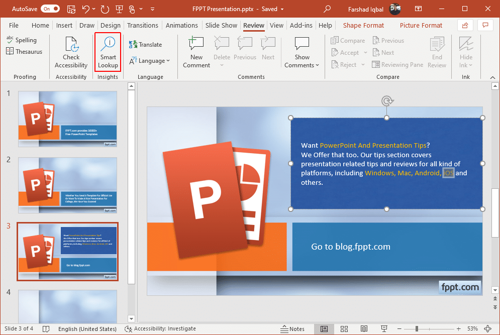 smart lookup in powerpoint