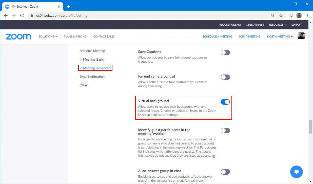 settings for zoom virtual backgrounds