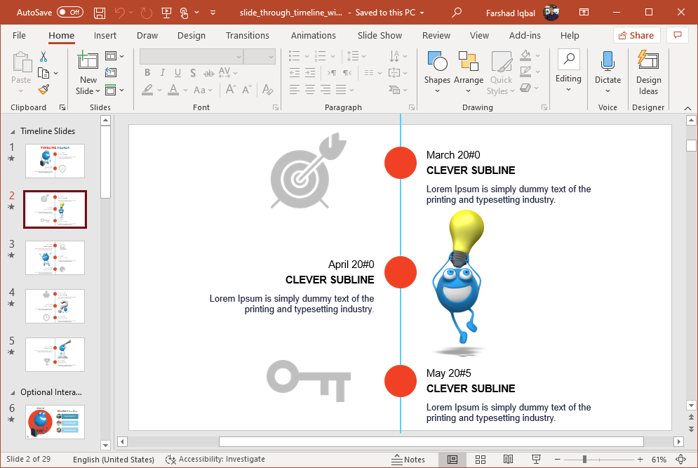 interactive slide through timeline