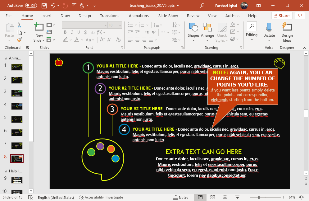 Customize basic teaching slide design