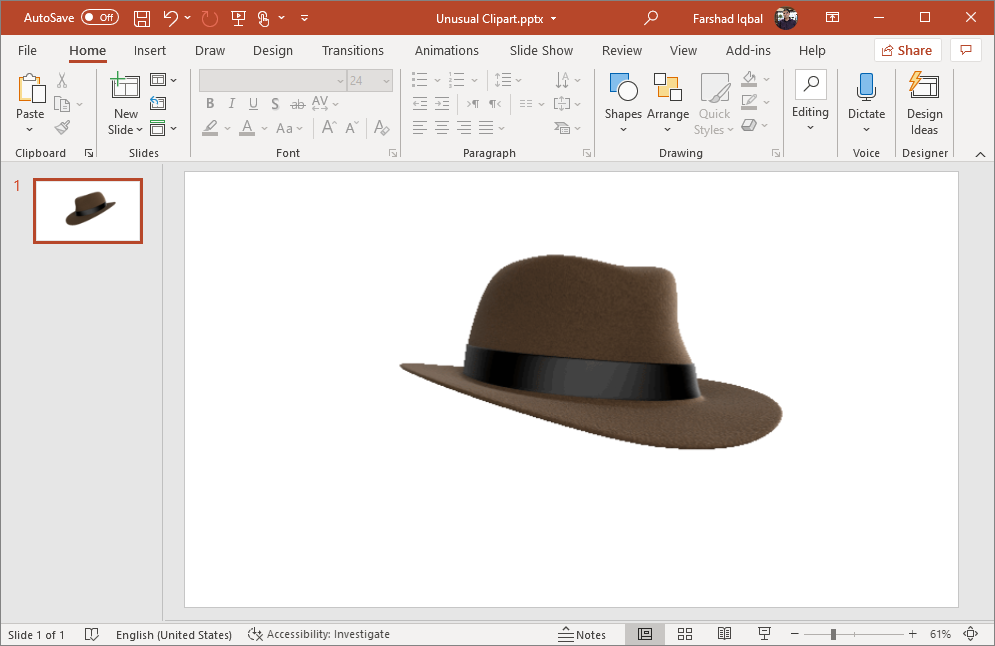 Rotating fedora hat PowerPoint animation