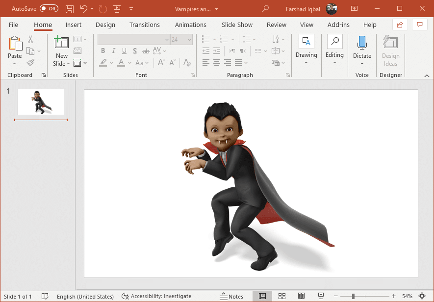 Sneaky vampire clipart for PowerPoint