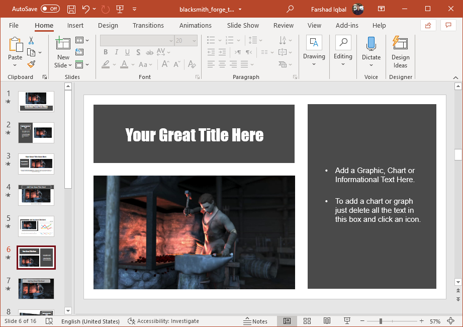 Blacksmith video in PowerPoint