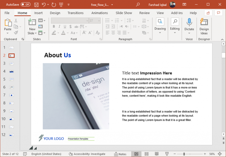 Animated Free Flow Lines PowerPoint Template