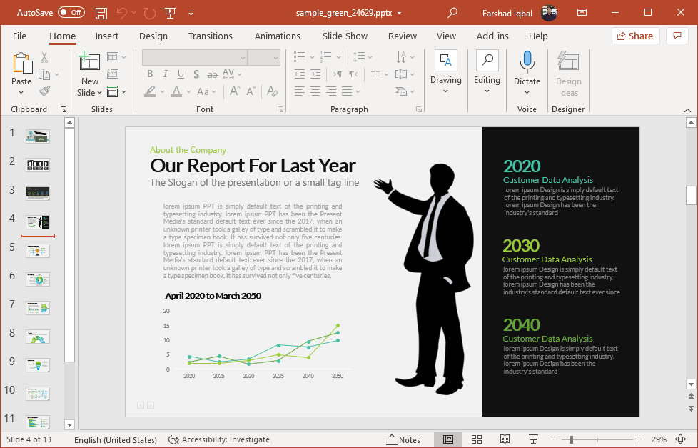 Infographic slide as a dashboard