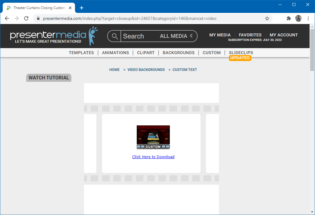 Download curtains video background with custom text for PowerPoint