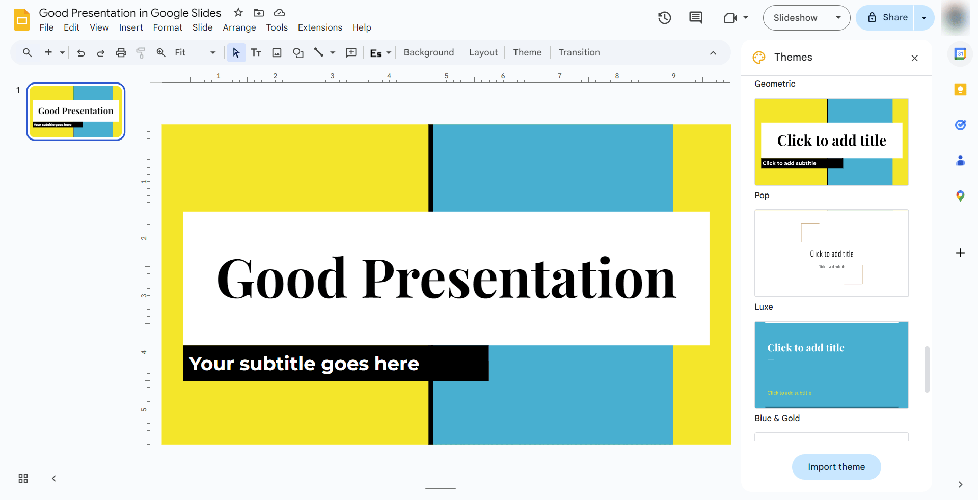 Example of Google Slides presentation as an alternative to PowerPoint