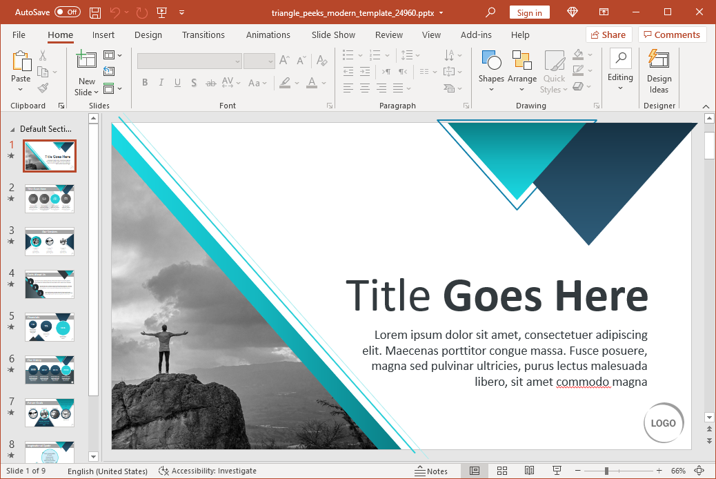 Triangle peeks modern design powerpoint template