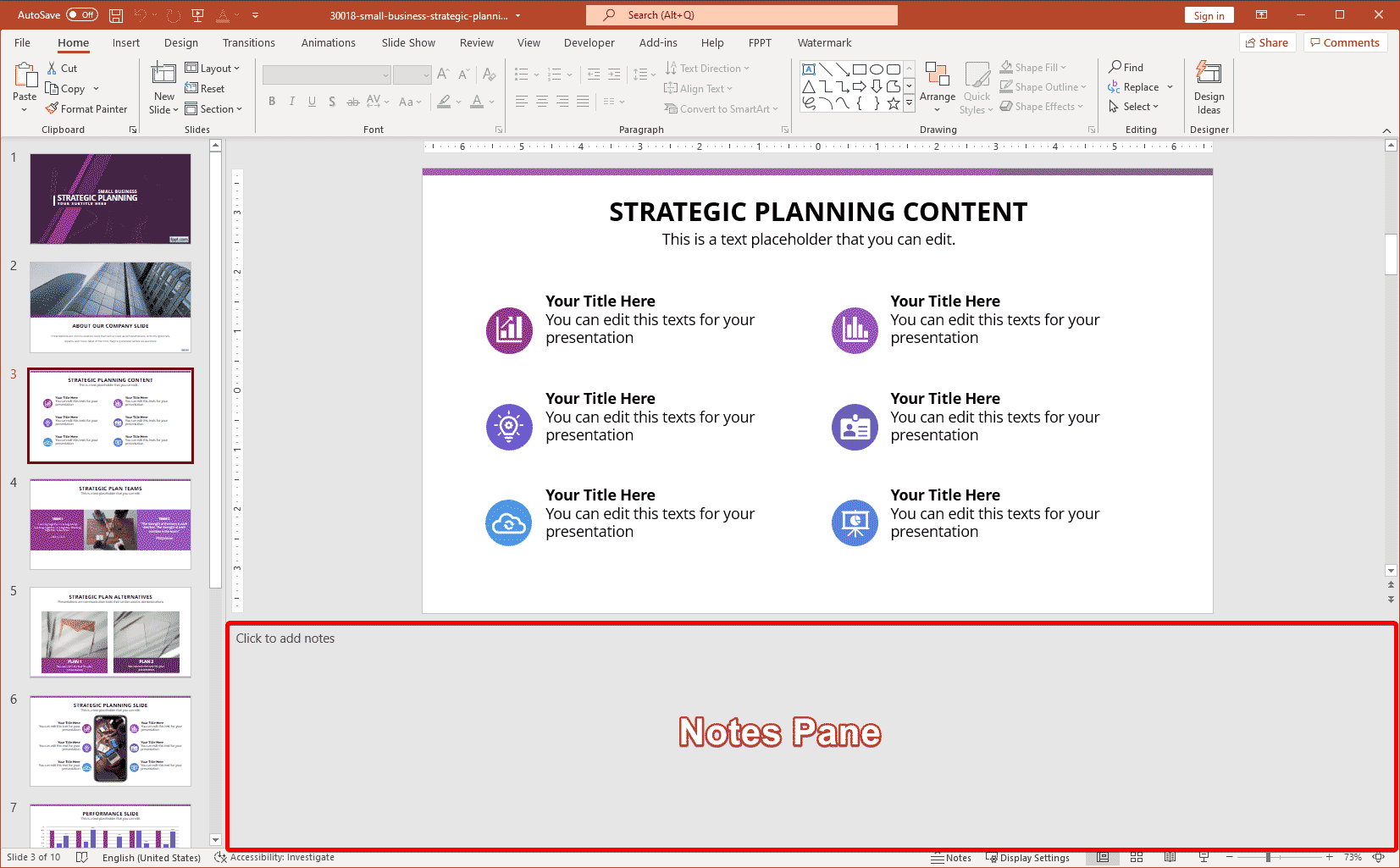 Notes Pane in PowerPoint - Example how to add Speaker Notes to the Notes pane