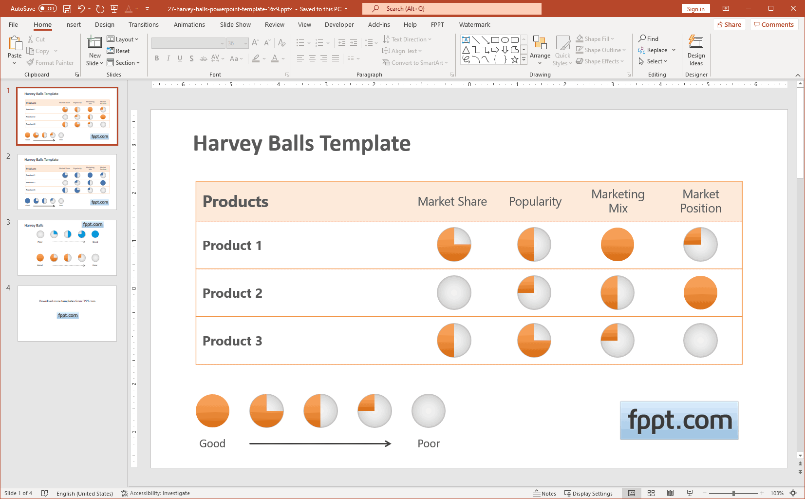 Harvey Balls PowerPoint template - Harvey Balls PPT template