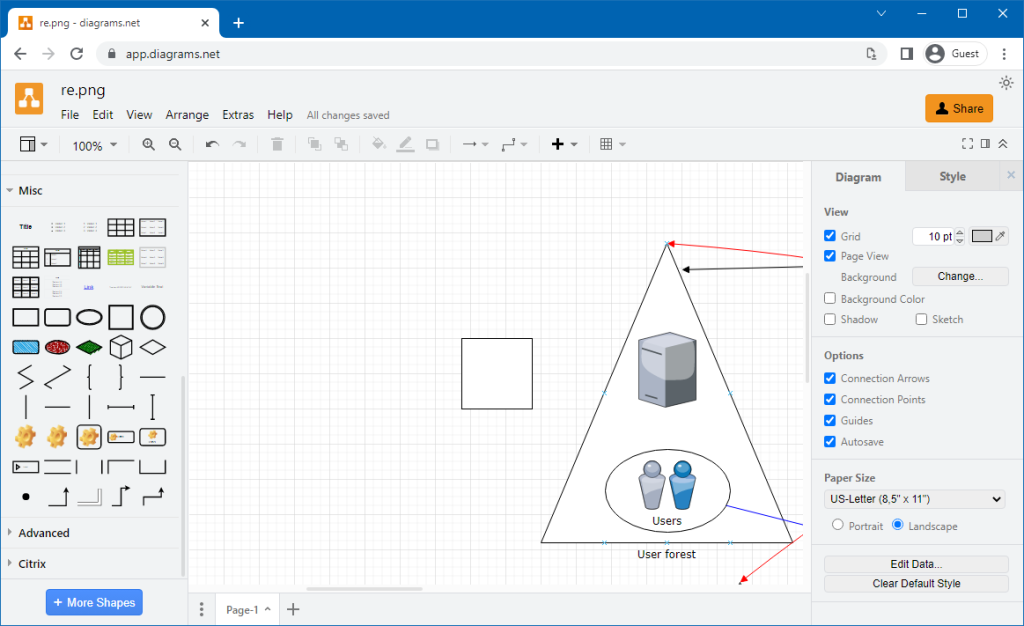 Example of Network Diagram created online with Draw.io