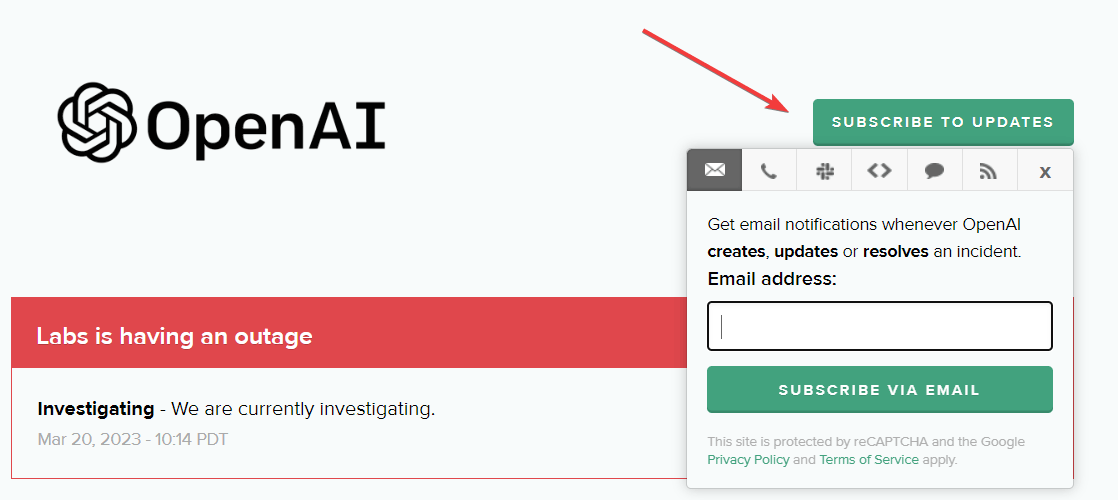 ChatGPT Status: What to do if ChatGPT is down