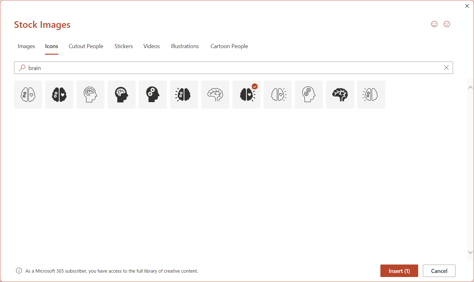 Insert Brain Icon in a PowerPoint Presentation