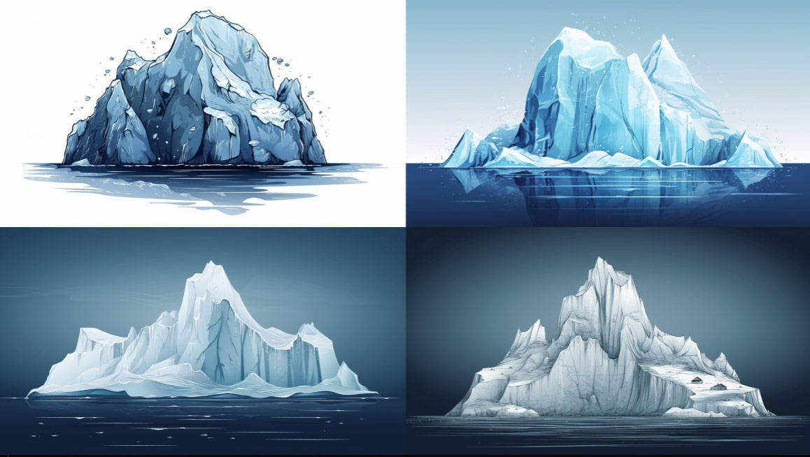 Example of Iceberg template design created in MidJourney using AI tool