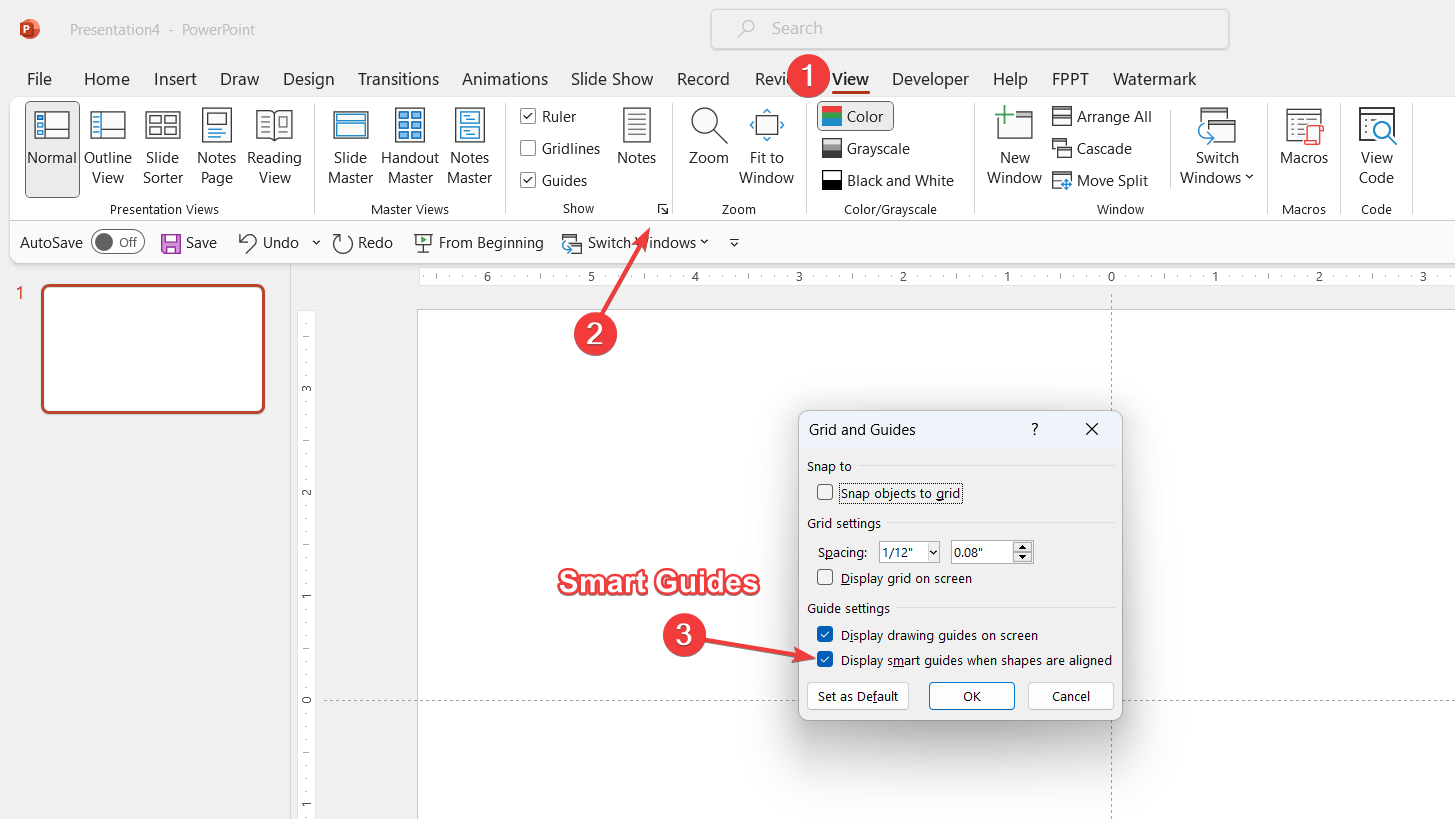 How to enable Smart Guides in PowerPoint