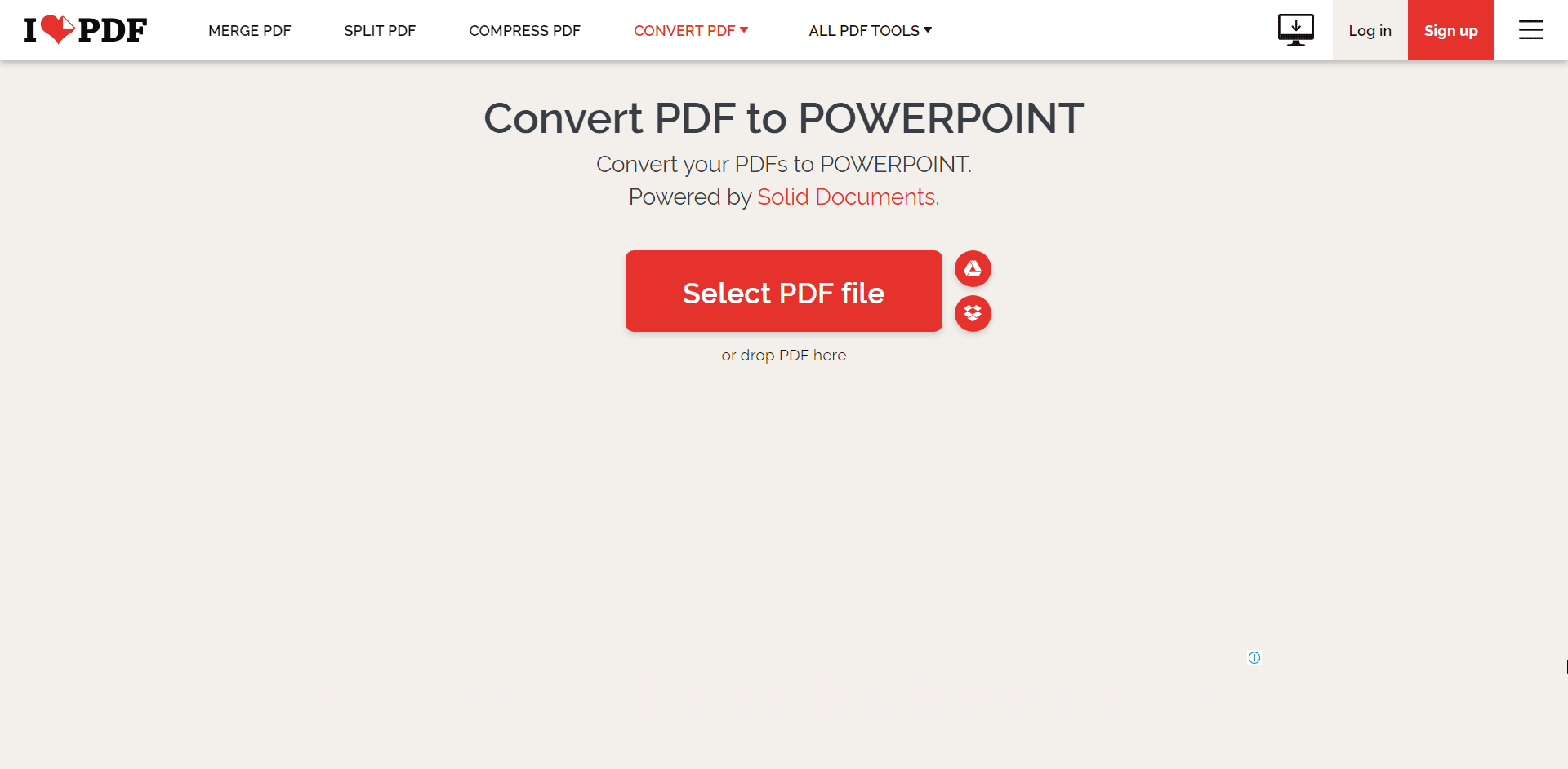 Convert PDF to PowerPoint using I Love PDF