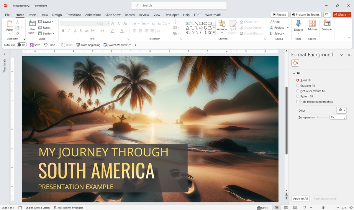 Personal PowerPoint Presentation Example: My Journey Through South America
