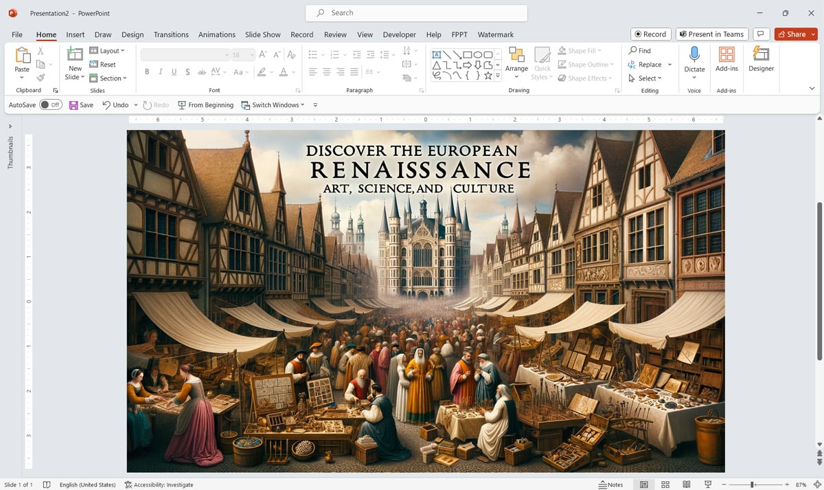 PowerPoint Presentation Example in an Educational Presentation: The Renaissance Period