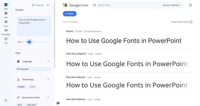 How to Use Google Fonts API in PowerPoint Presentations
