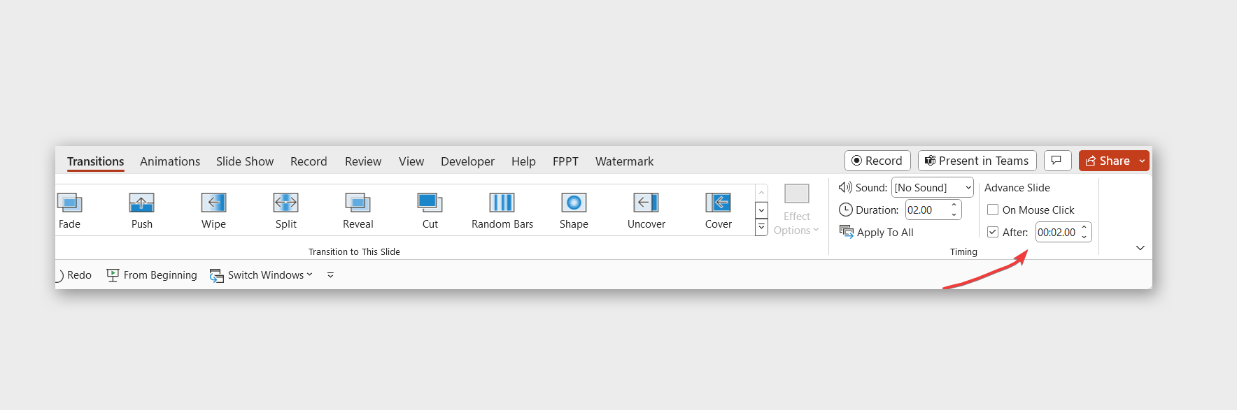 Configure the Timing for Each Slide - how to edit timing for each PowerPoint slide